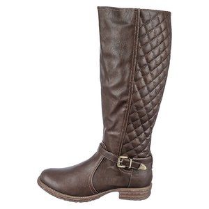 Womens Fashion Quilted Riding Boot Buckle NEW